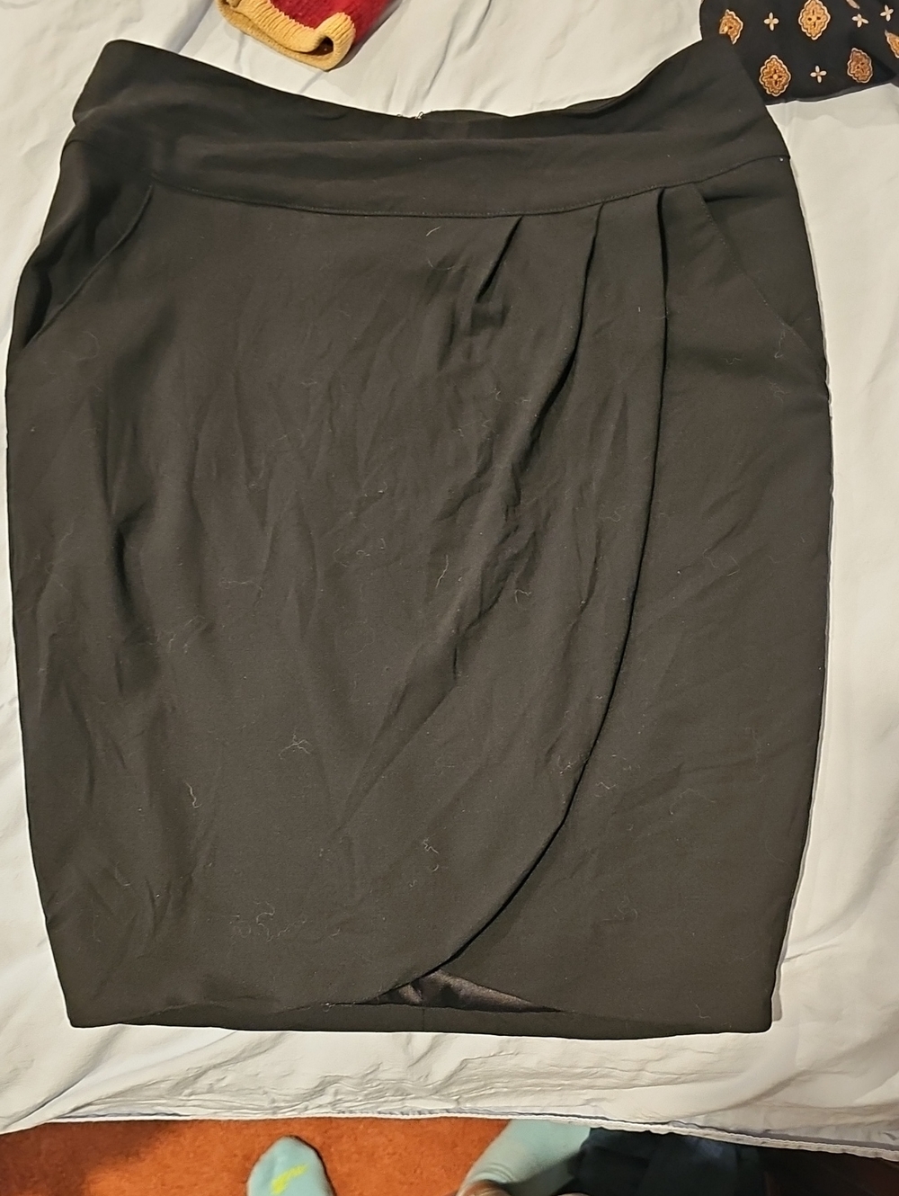 Marciano Black Women's Wrap-Effect Pencil Skirt Fully Lined